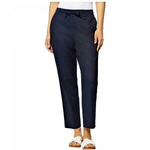 NWT 32 Degrees Cool Stretch Linen Blend Drawstring Ankle Pant Dark Indigo S